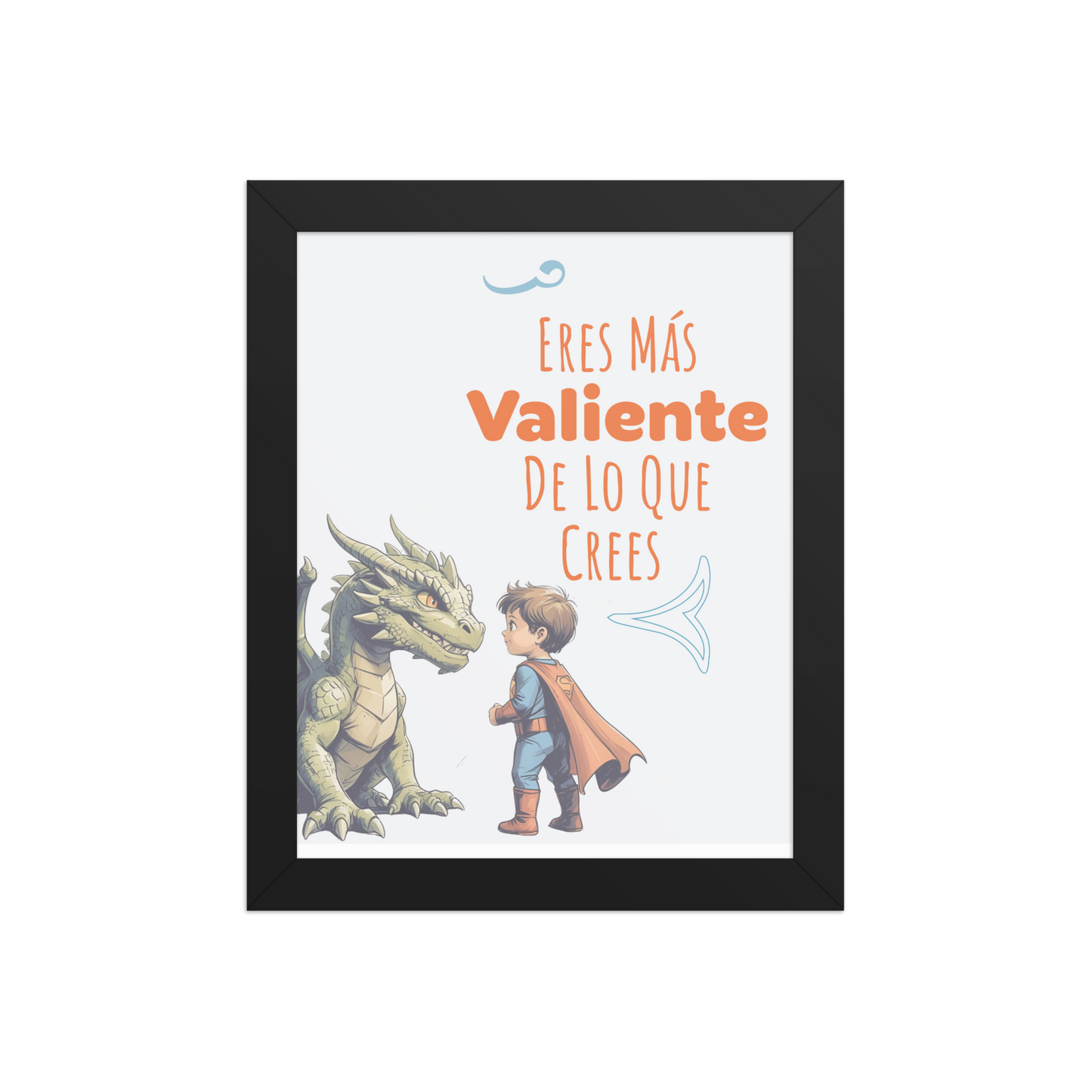 Cuadro Infantil Enmarcado – Eres más valiente de lo que crees – Frase Inspiradora para Niños – You’re Braver Than You Think Print