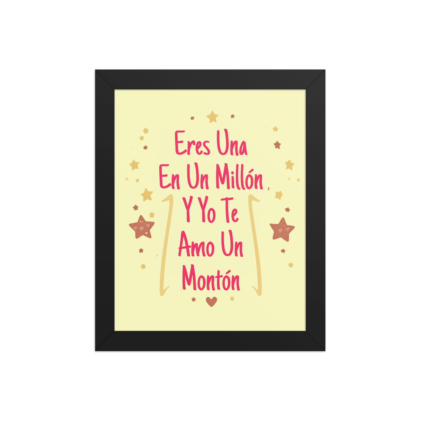 Cuadro Infantil Enmarcado – Eres una en un millón y yo te amo demasiado – Arte Tierno para Niñas – Spanish Nursery Wall Print
