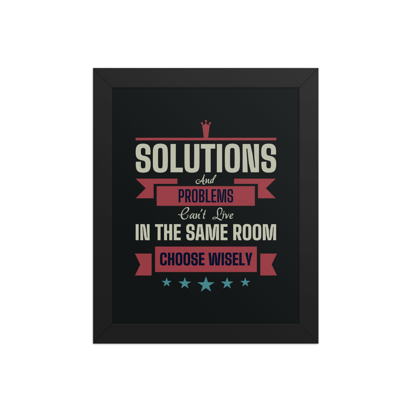 Solutions & Problems Quote – Minimalist Motivational Framed Poster | Choose Wisely Wall Art
