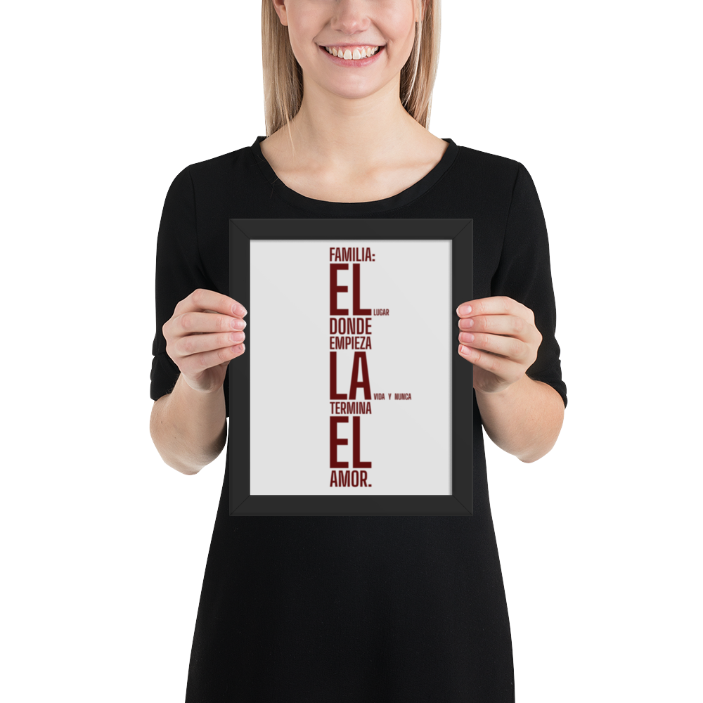 Cuadro Enmarcado – Familia: el lugar donde empieza la vida y nunca termina el amor – Family Begins Life, Love Never Ends Print