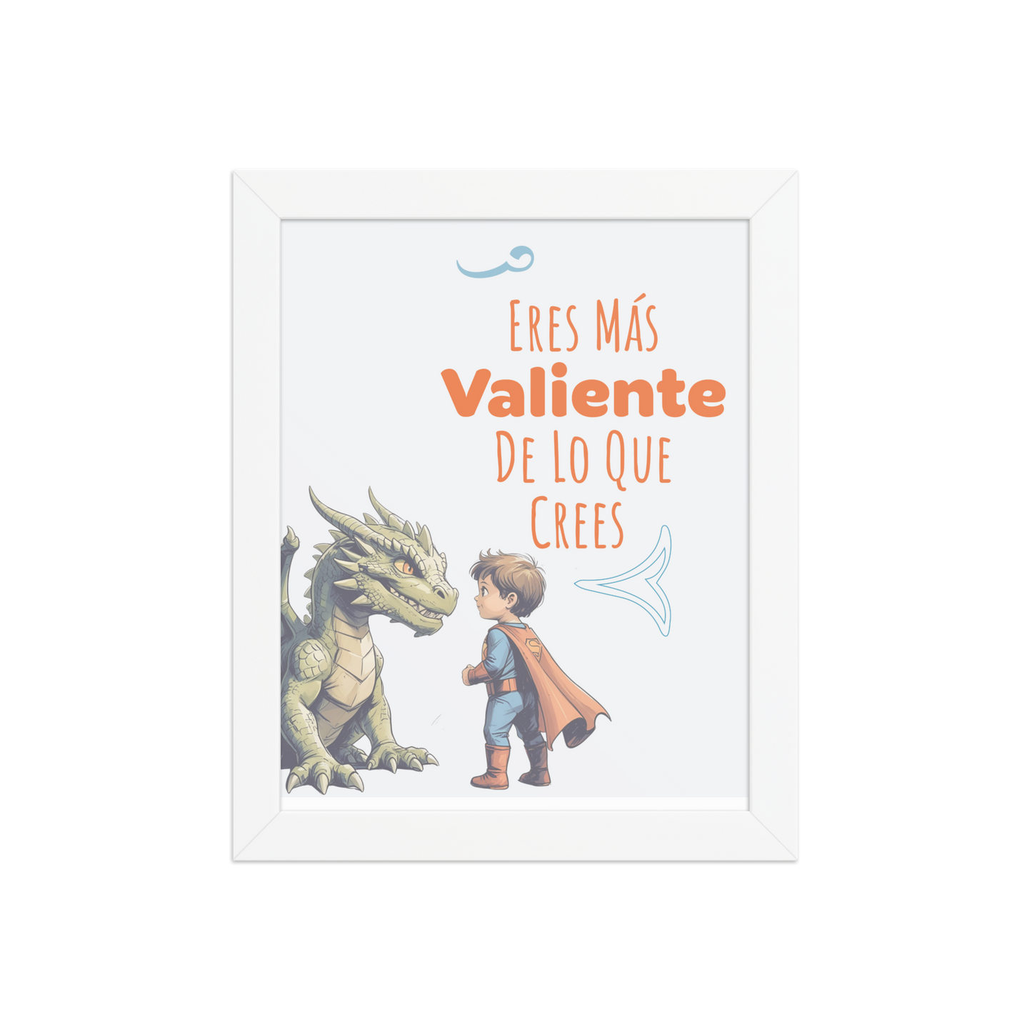 Cuadro Infantil Enmarcado – Eres más valiente de lo que crees – Frase Inspiradora para Niños – You’re Braver Than You Think Print