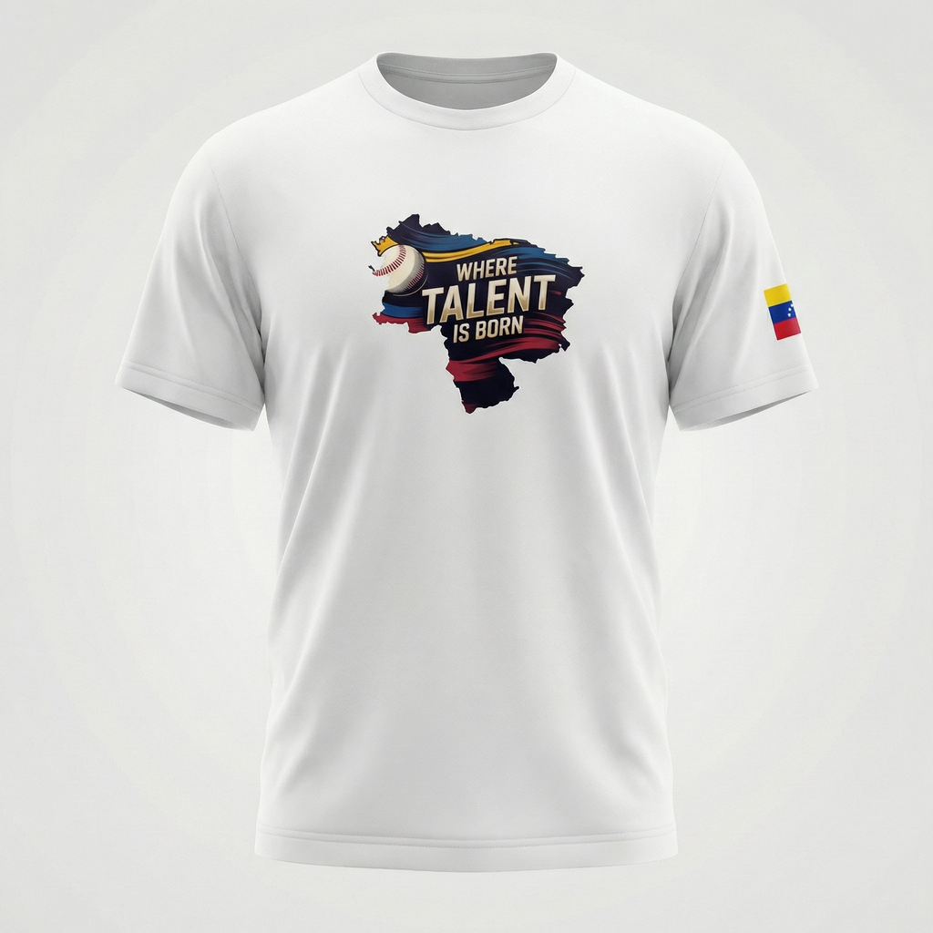 Where Talent Is Born – Venezuela Baseball Pride Tee