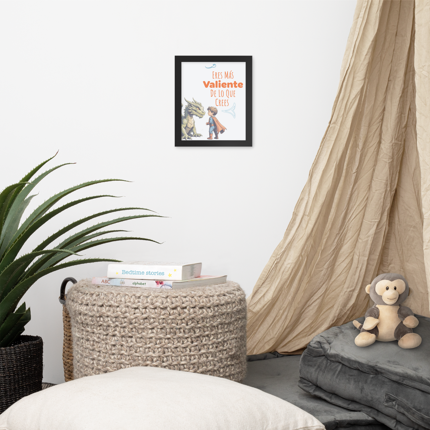Cuadro Infantil Enmarcado – Eres más valiente de lo que crees – Frase Inspiradora para Niños – You’re Braver Than You Think Print