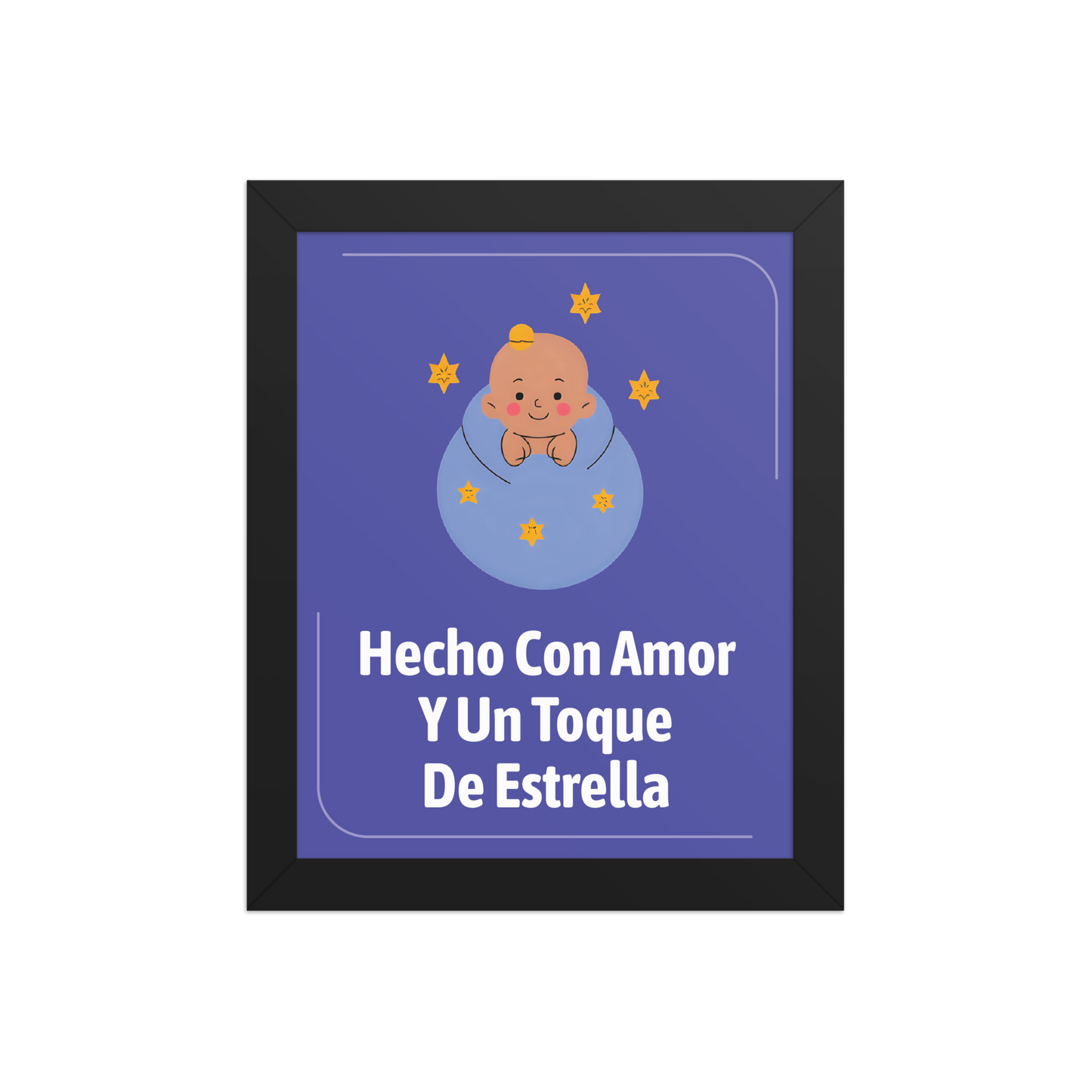 Cuadro Infantil Enmarcado – Hecho con amor y un poco de estrella – Decoración Dulce para Niños – Spanish Nursery Wall Art
