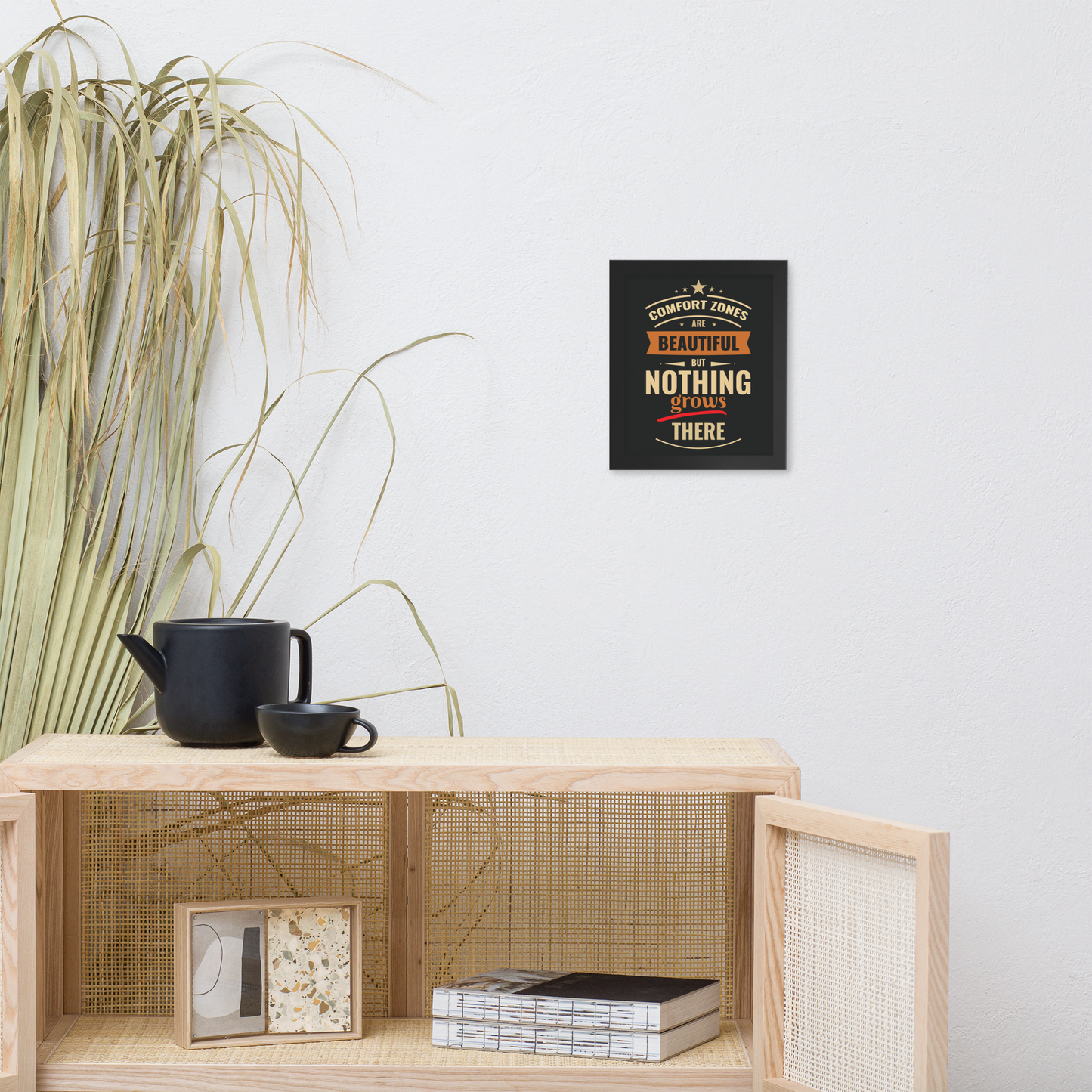 Comfort Zone Poster – Motivational Framed Quote | Póster Motivacional Zona de Confort en Marco Minimalista