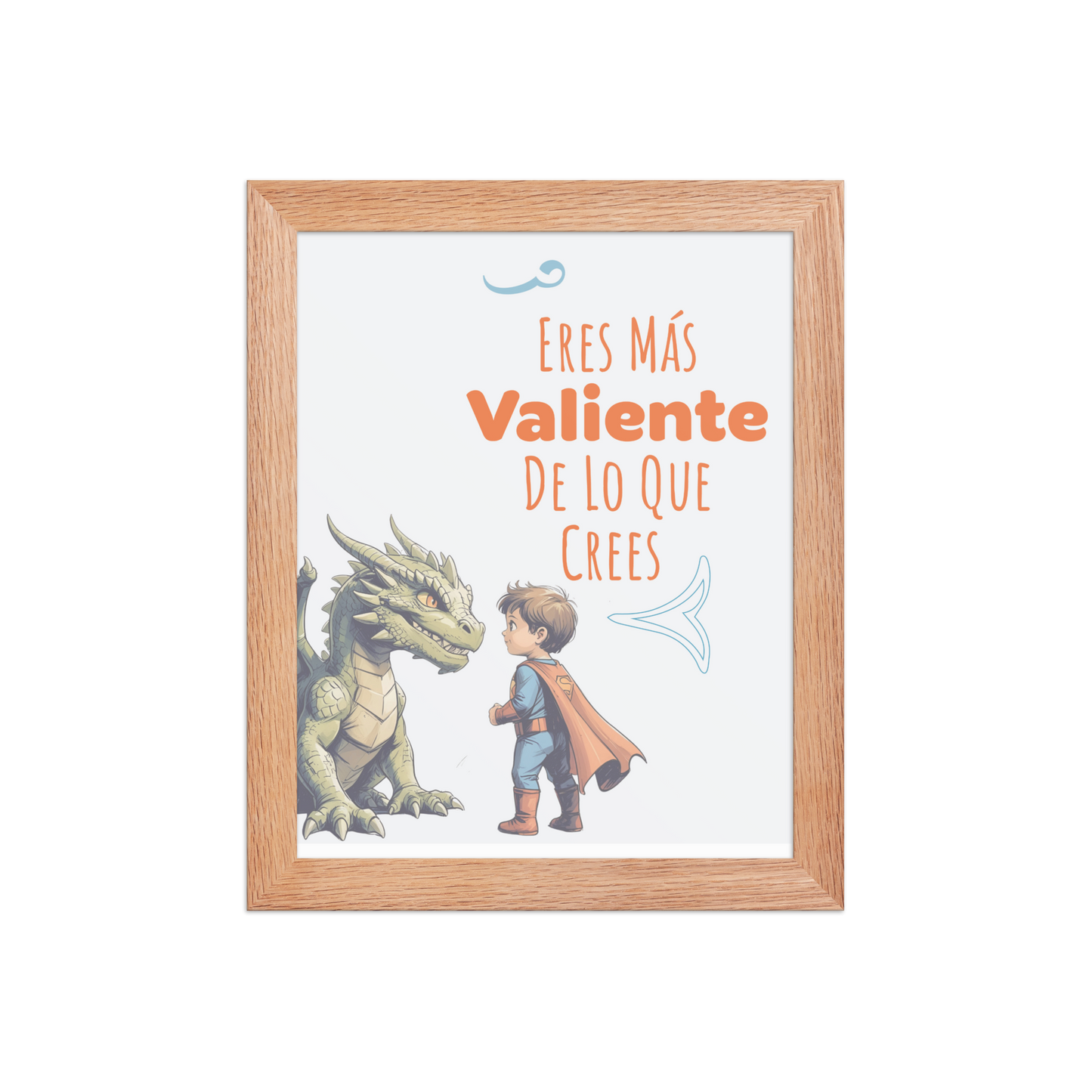 Cuadro Infantil Enmarcado – Eres más valiente de lo que crees – Frase Inspiradora para Niños – You’re Braver Than You Think Print