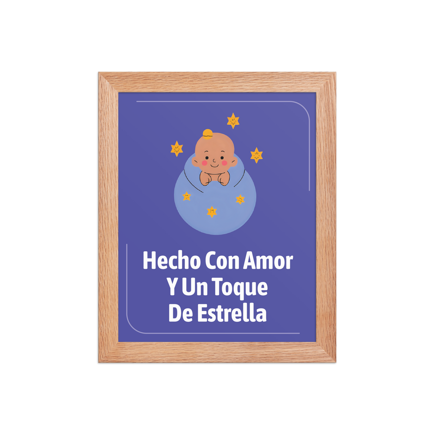 Cuadro Infantil Enmarcado – Hecho con amor y un poco de estrella – Decoración Dulce para Niños – Spanish Nursery Wall Art