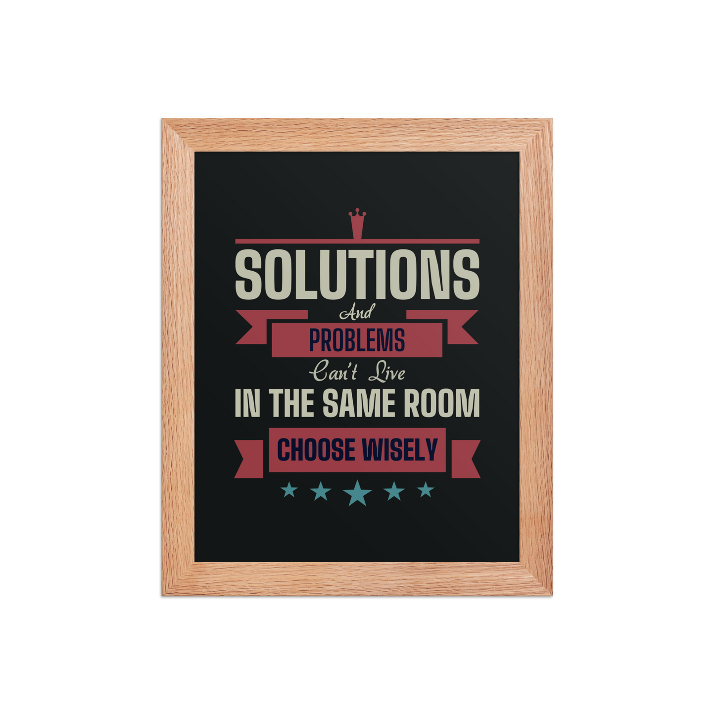 Solutions & Problems Quote – Minimalist Motivational Framed Poster | Choose Wisely Wall Art