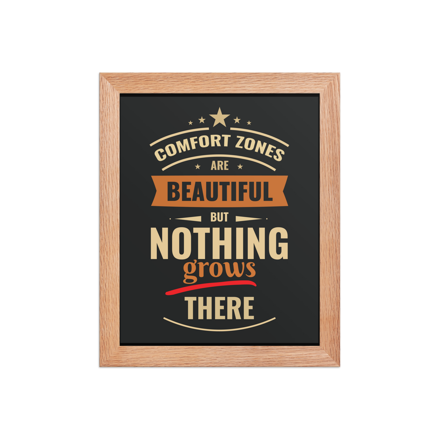 Comfort Zone Poster – Motivational Framed Quote | Póster Motivacional Zona de Confort en Marco Minimalista