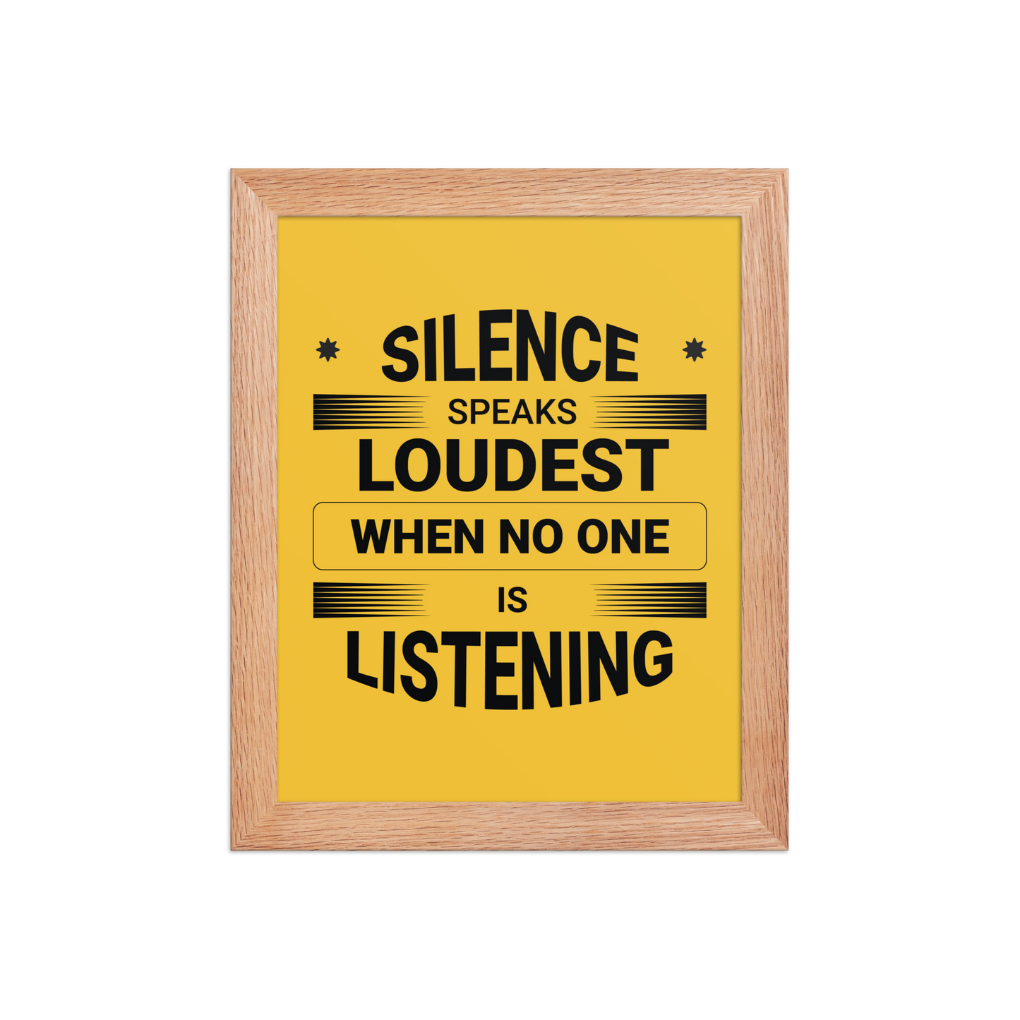 Silence Speaks – Framed Poster with Soulful Minimalism