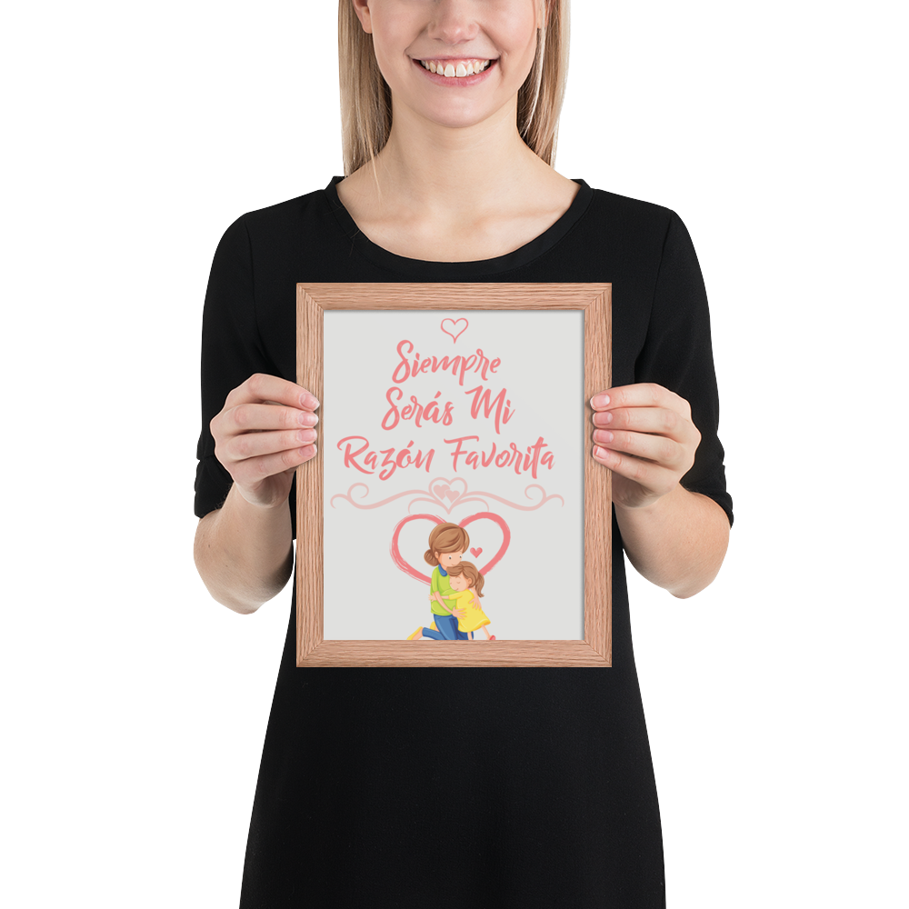 Cuadro Infantil Enmarcado – Siempre serás mi razón favorita – Frase Tierna para Niños – Spanish Nursery Wall Art