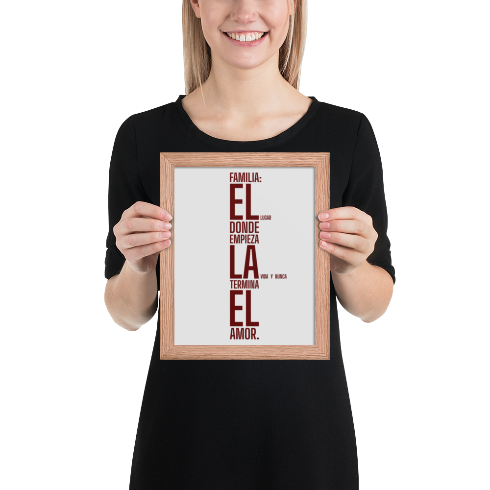 Cuadro Enmarcado – Familia: el lugar donde empieza la vida y nunca termina el amor – Family Begins Life, Love Never Ends Print