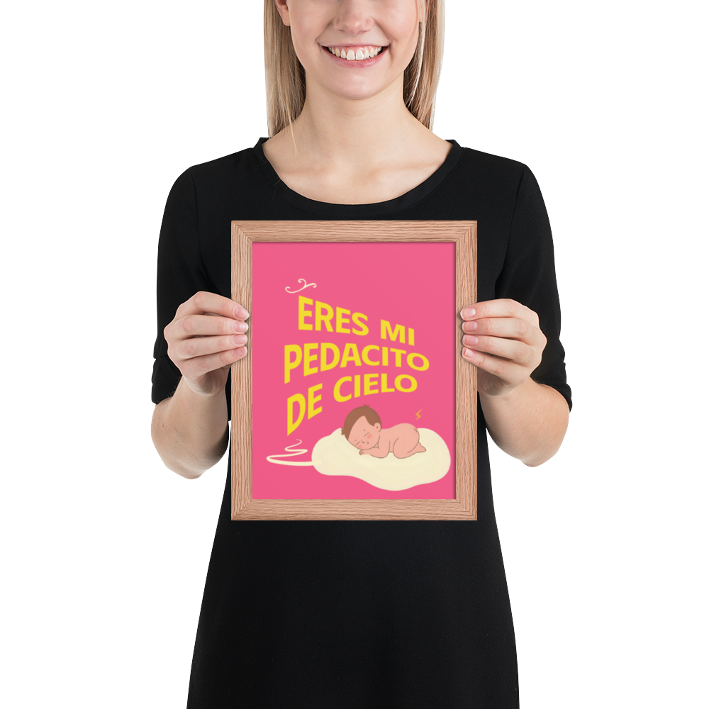 Cuadro Infantil Enmarcado – Eres mi pedacito de cielo (pink) – Arte Tierno para Niños – You’re My Piece of Heaven Print