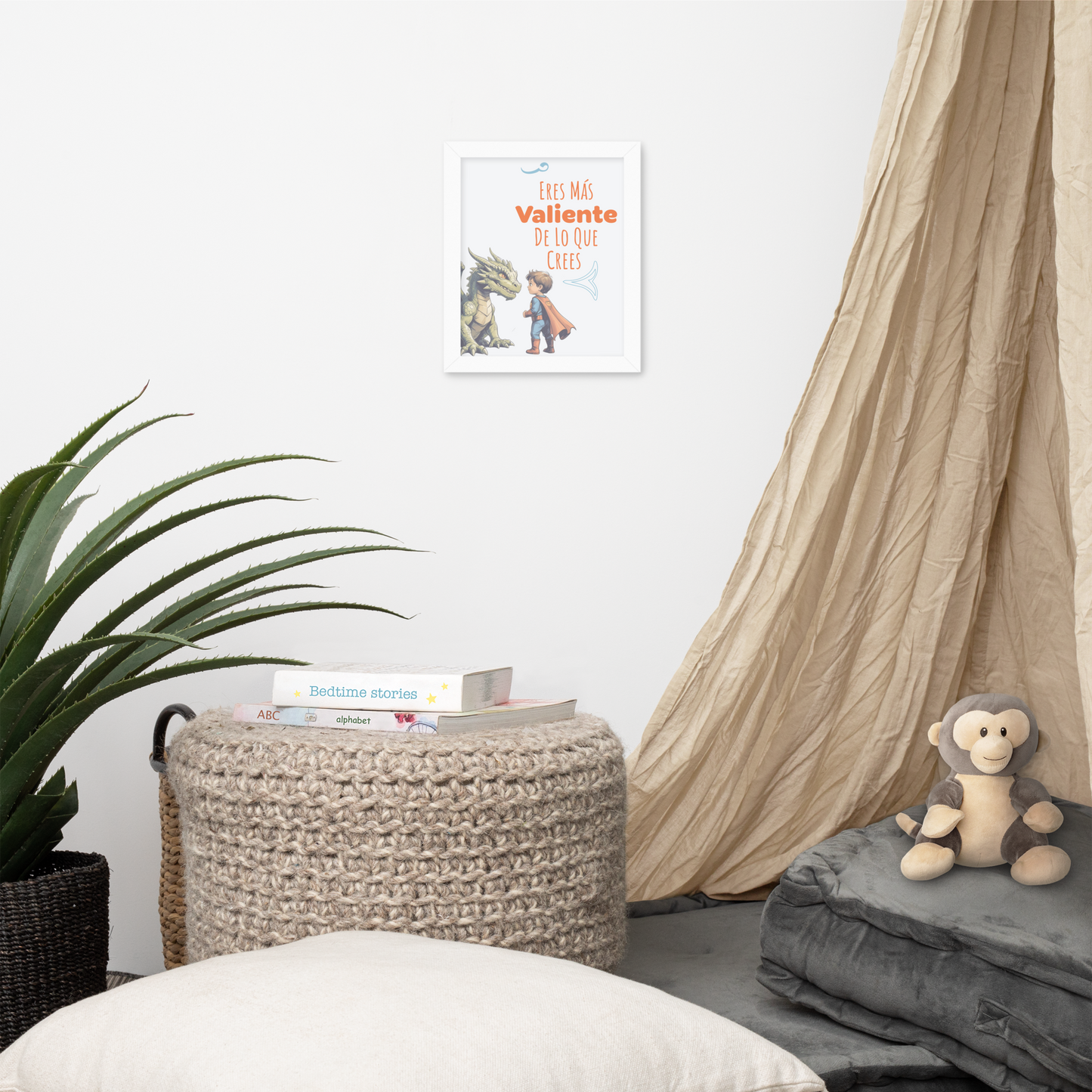 Cuadro Infantil Enmarcado – Eres más valiente de lo que crees – Frase Inspiradora para Niños – You’re Braver Than You Think Print