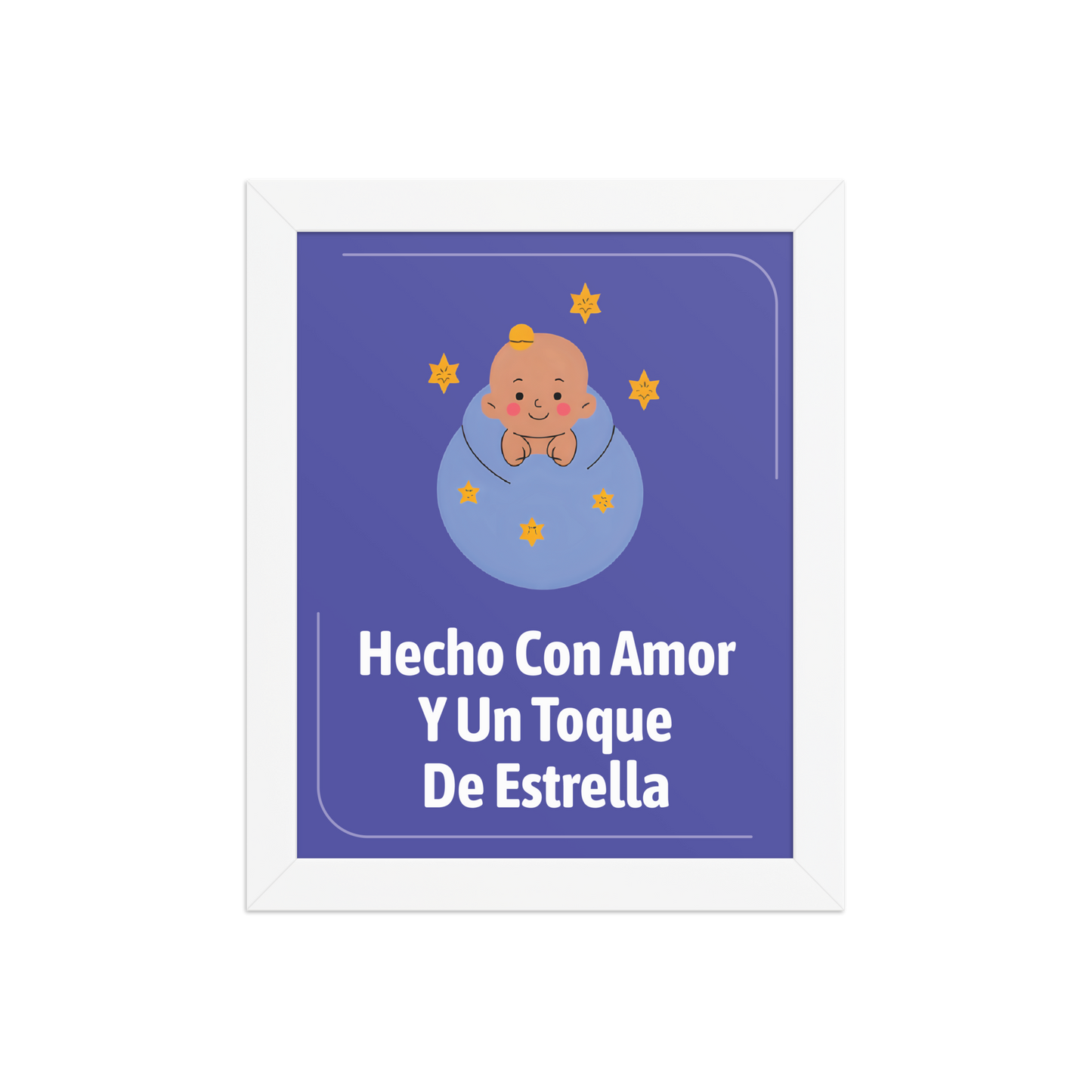 Cuadro Infantil Enmarcado – Hecho con amor y un poco de estrella – Decoración Dulce para Niños – Spanish Nursery Wall Art