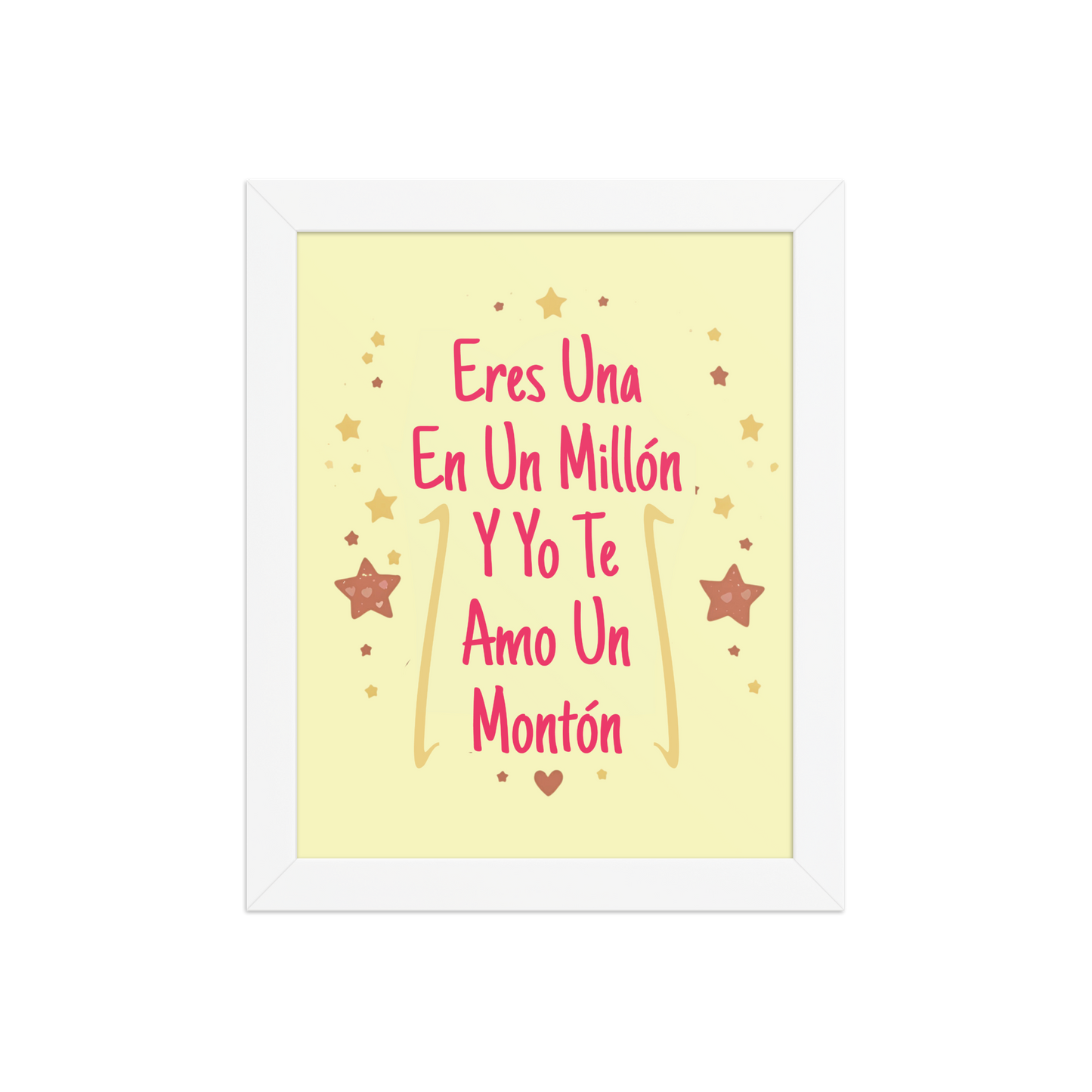Cuadro Infantil Enmarcado – Eres una en un millón y yo te amo demasiado – Arte Tierno para Niñas – Spanish Nursery Wall Print