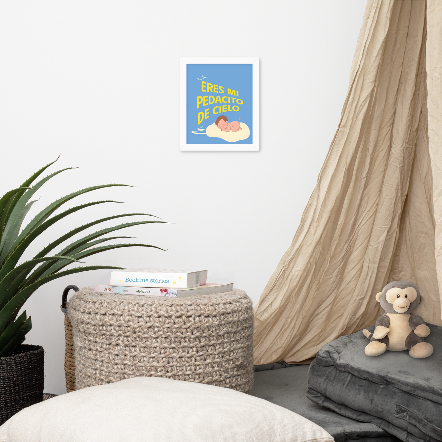 Cuadro Infantil Enmarcado – Eres mi pedacito de cielo – Arte Tierno para Niños – You’re My Piece of Heaven Print