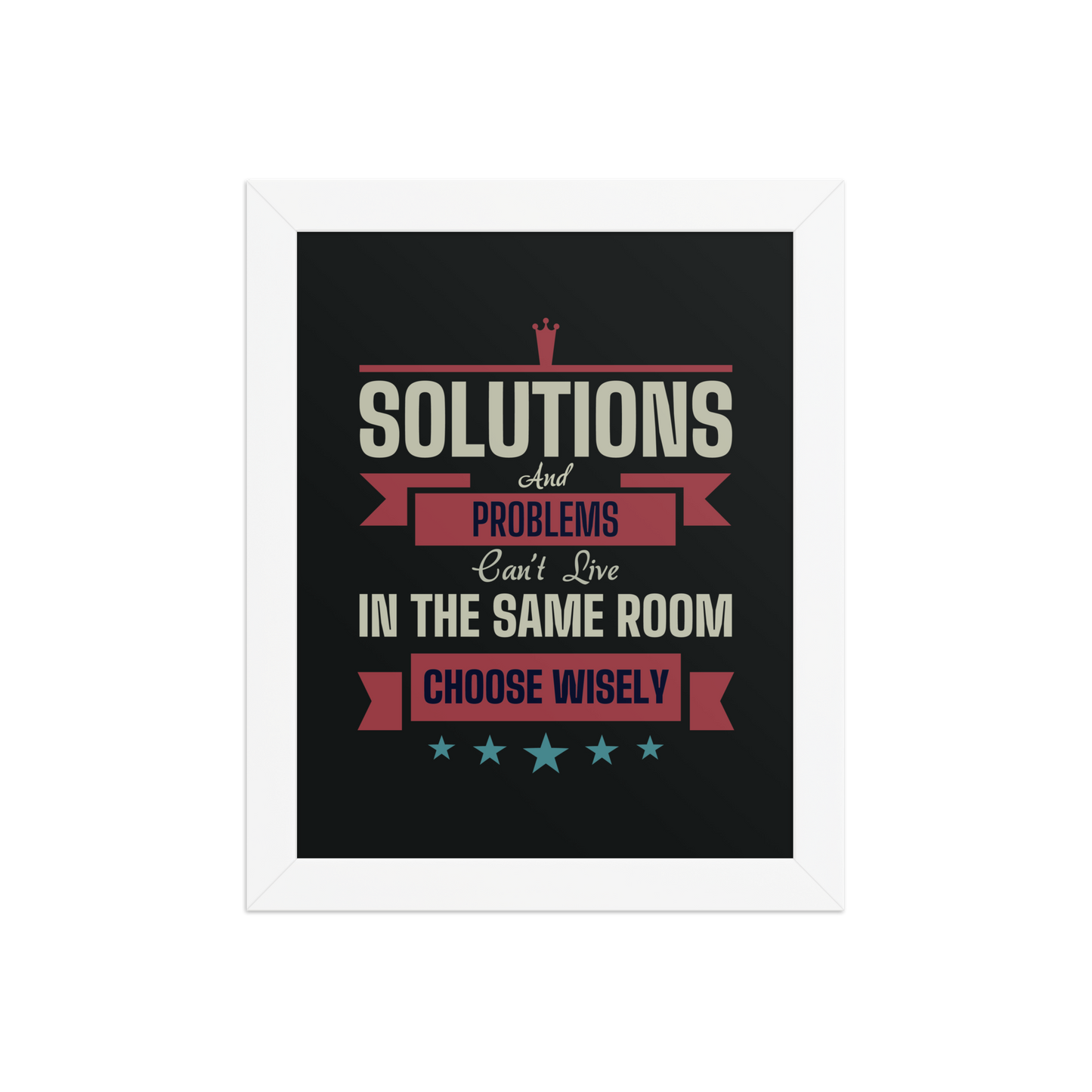 Solutions & Problems Quote – Minimalist Motivational Framed Poster | Choose Wisely Wall Art