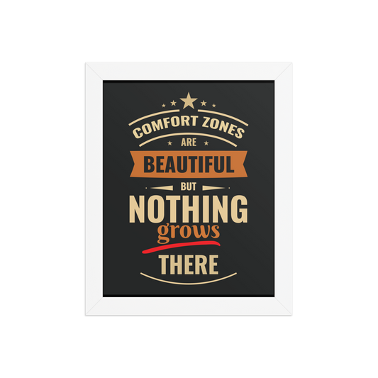 Comfort Zone Poster – Motivational Framed Quote | Póster Motivacional Zona de Confort en Marco Minimalista