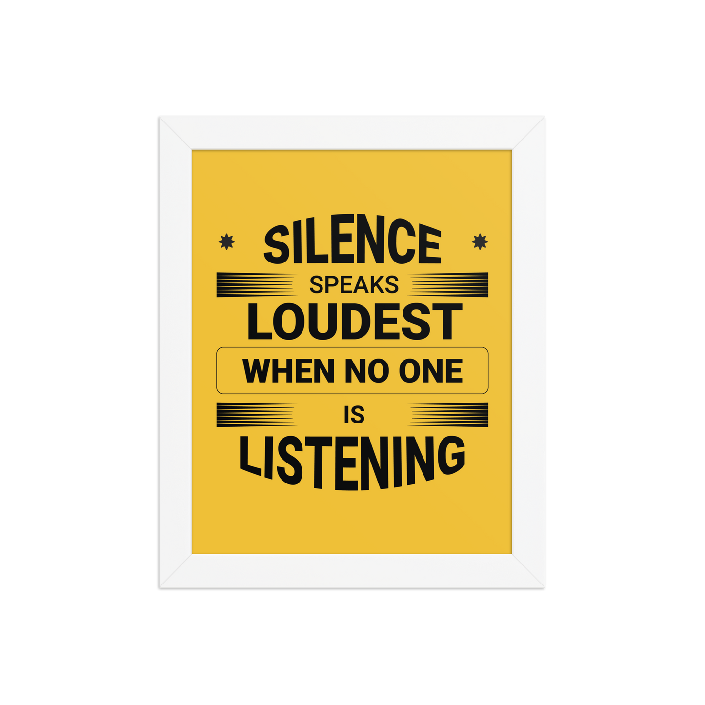 Silence Speaks – Framed Poster with Soulful Minimalism