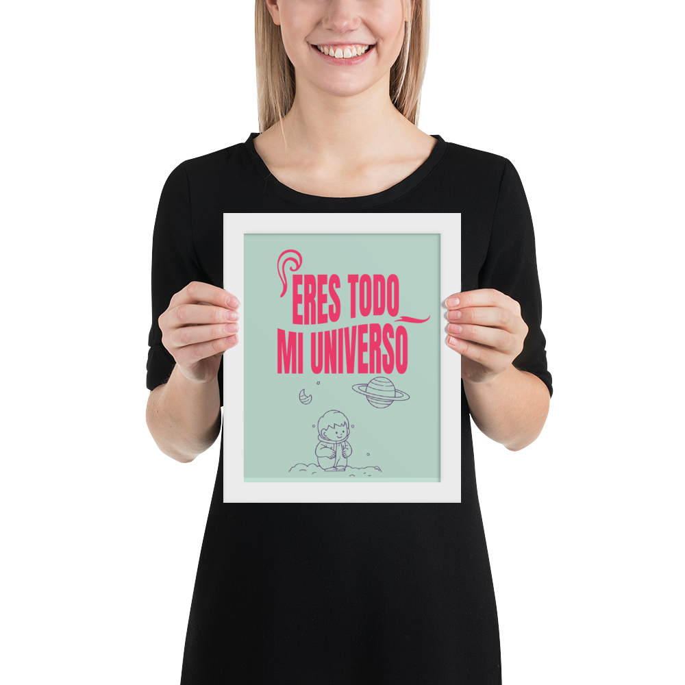 Cuadro Infantil Enmarcado – Eres todo mi universo – Decoración Cósmica para Niños – You Are My Whole Universe Print