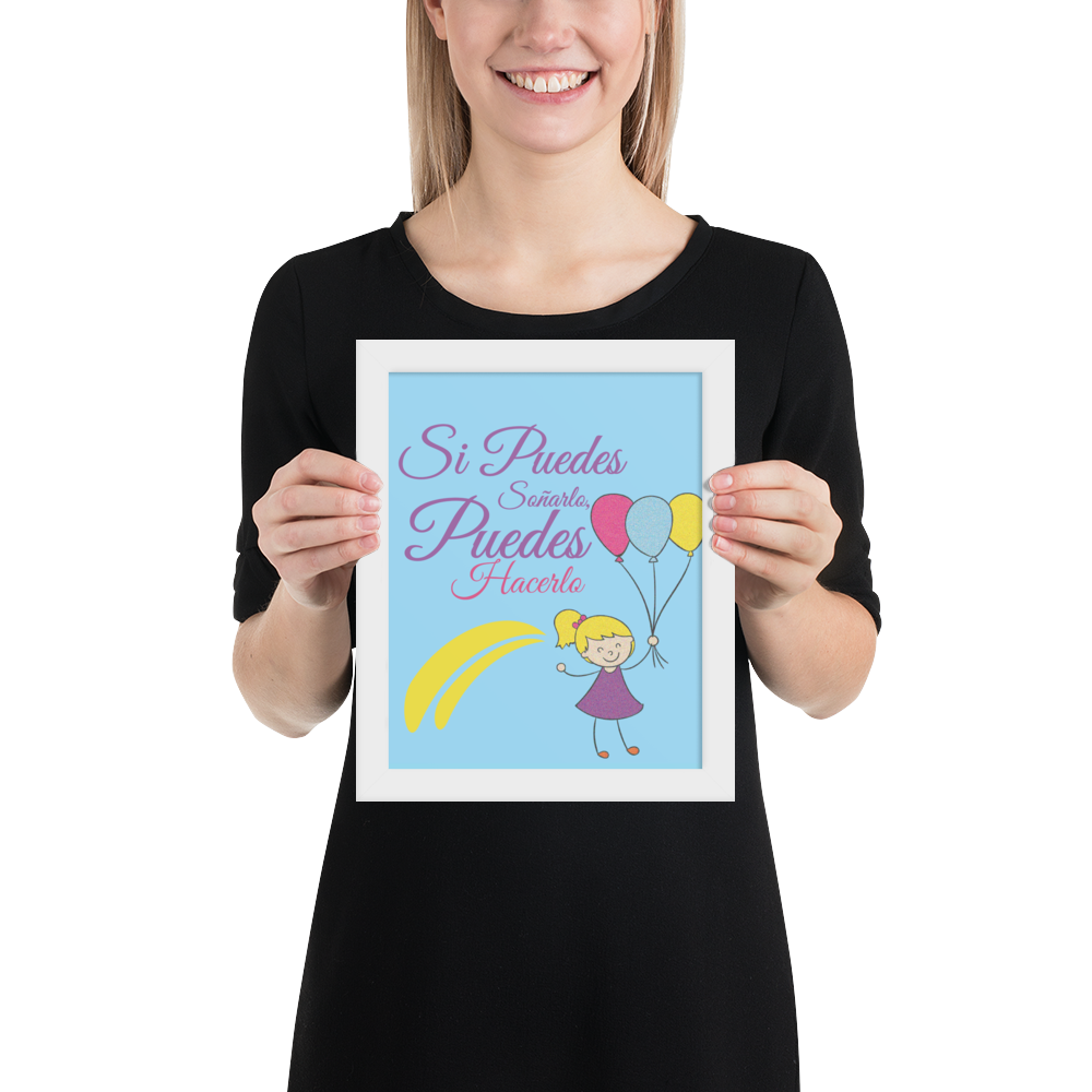 Cuadro Infantil Enmarcado – Si puedes soñarlo, puedes hacerlo – Motivational Kids Wall Art – If You Can Dream It, You Can Do It
