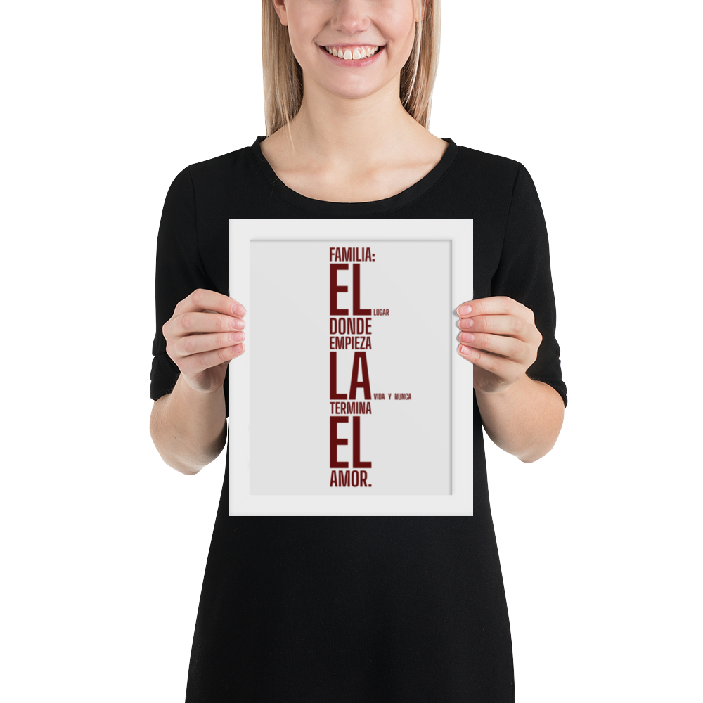 Cuadro Enmarcado – Familia: el lugar donde empieza la vida y nunca termina el amor – Family Begins Life, Love Never Ends Print