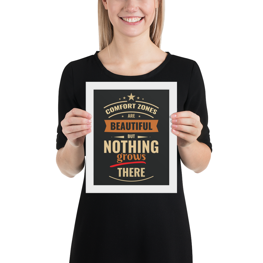 Comfort Zone Poster – Motivational Framed Quote | Póster Motivacional Zona de Confort en Marco Minimalista