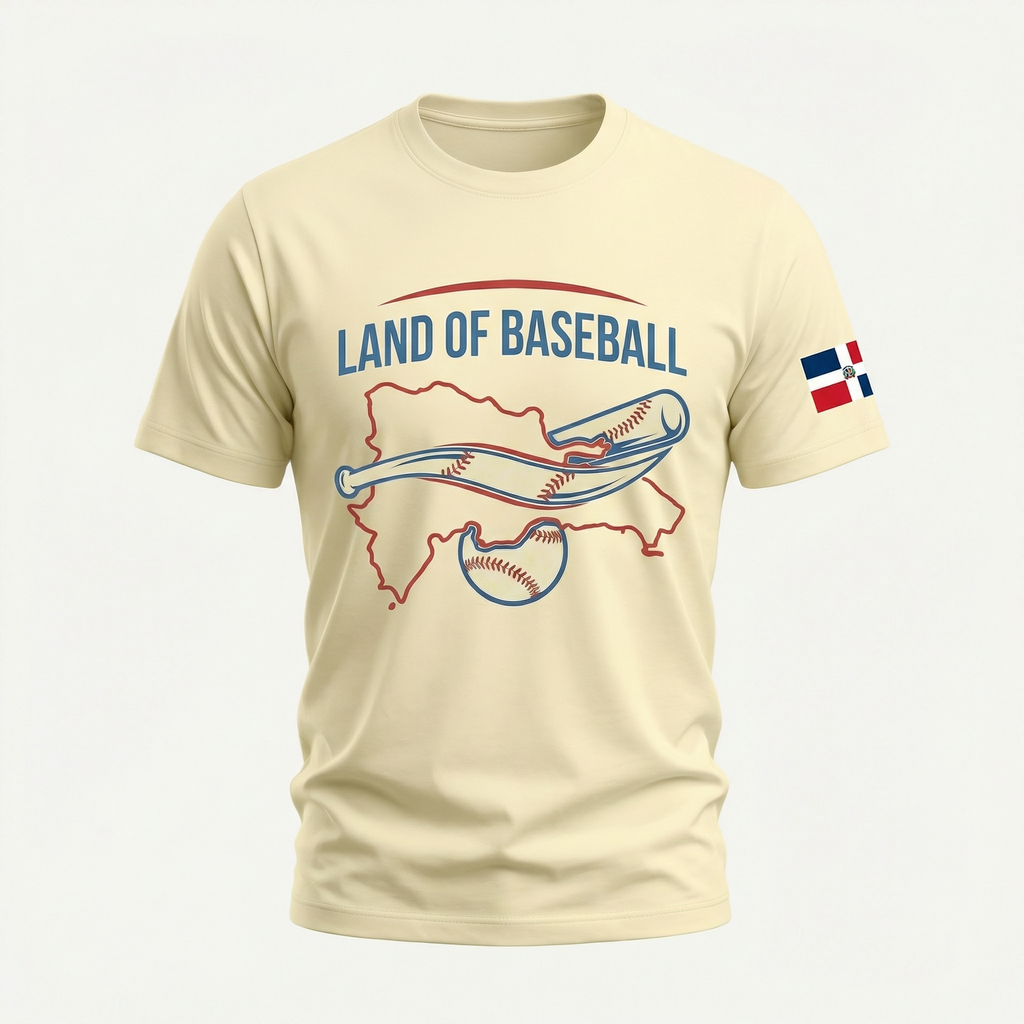 Land of Baseball T-Shirt | Dominican Map –Red & Blue