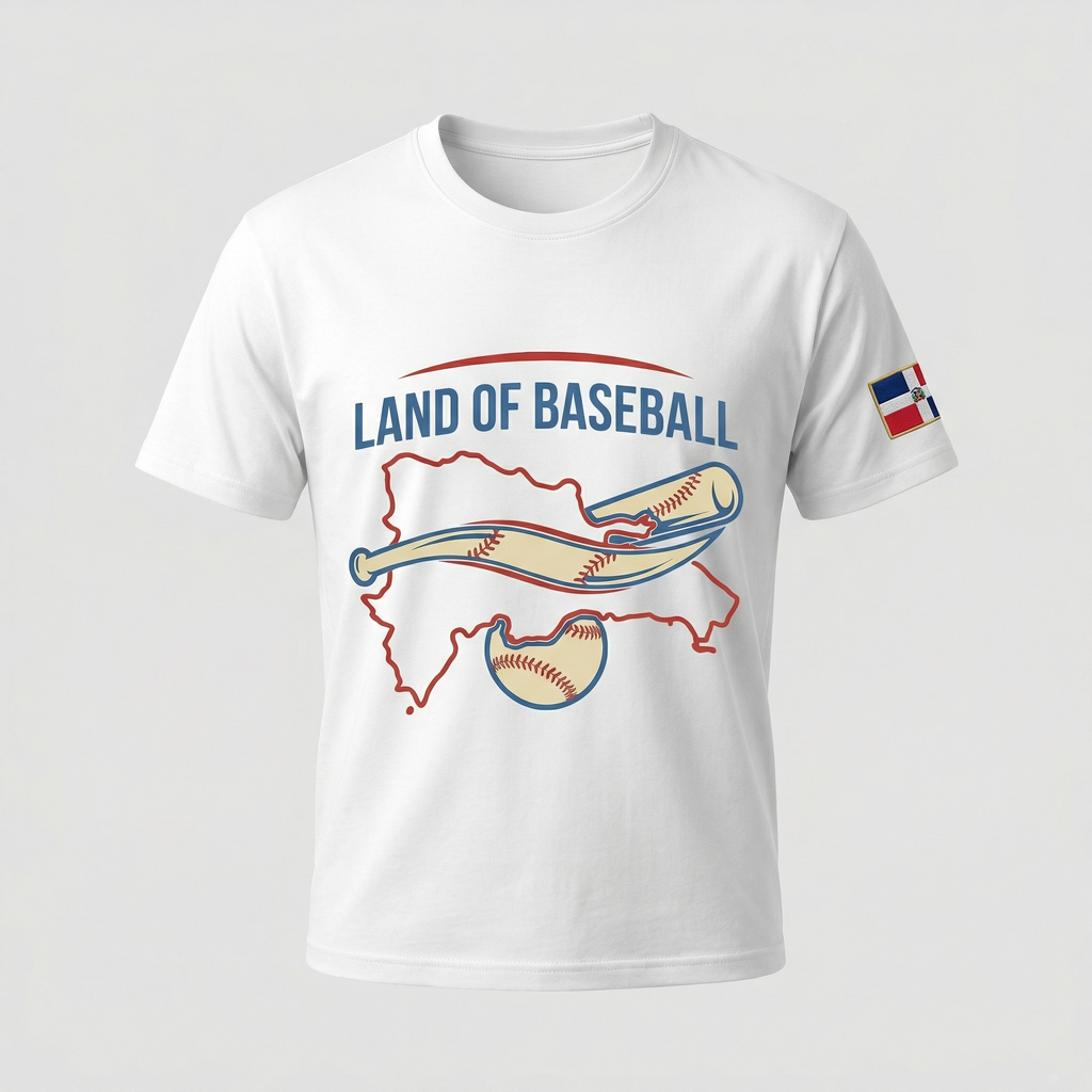 Land of Baseball T-Shirt | Dominican Map –Red & Blue
