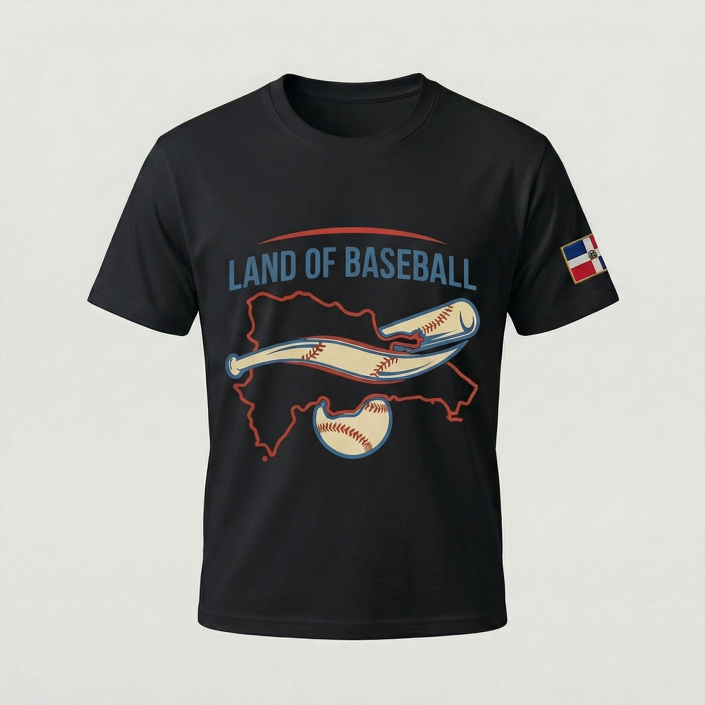 Land of Baseball T-Shirt | Dominican Map –Red & Blue