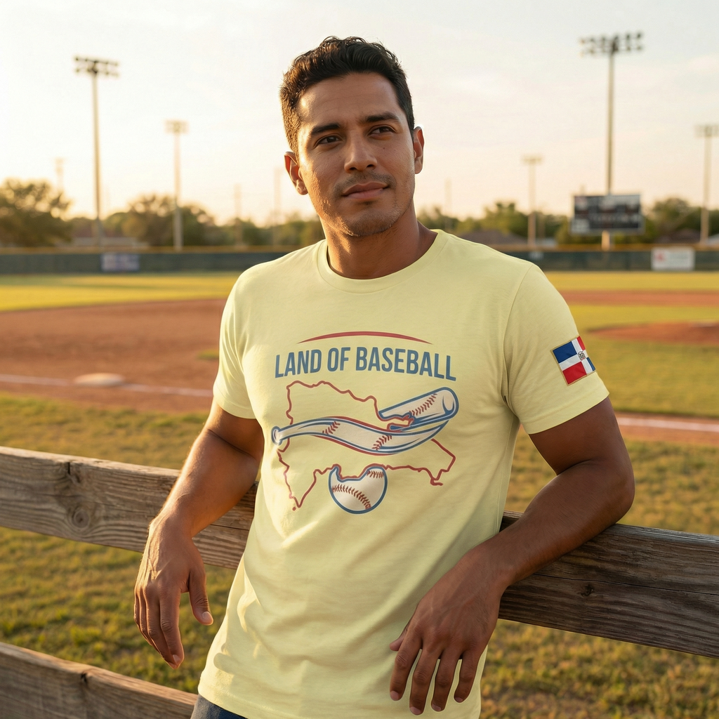 Land of Baseball T-Shirt | Dominican Map –Red & Blue