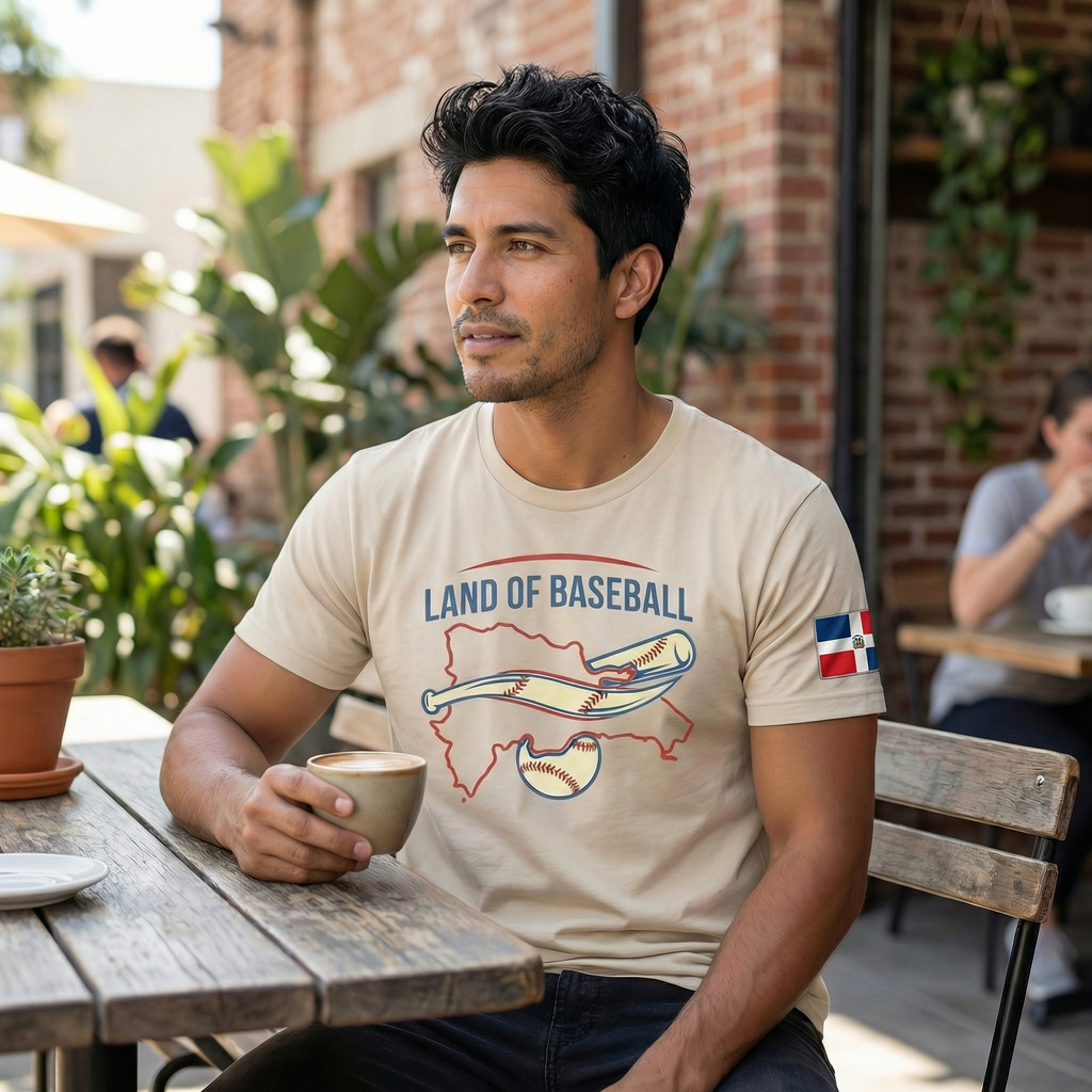 Land of Baseball T-Shirt | Dominican Map –Red & Blue