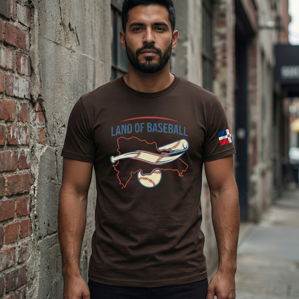 Land of Baseball T-Shirt | Dominican Map –Red & Blue