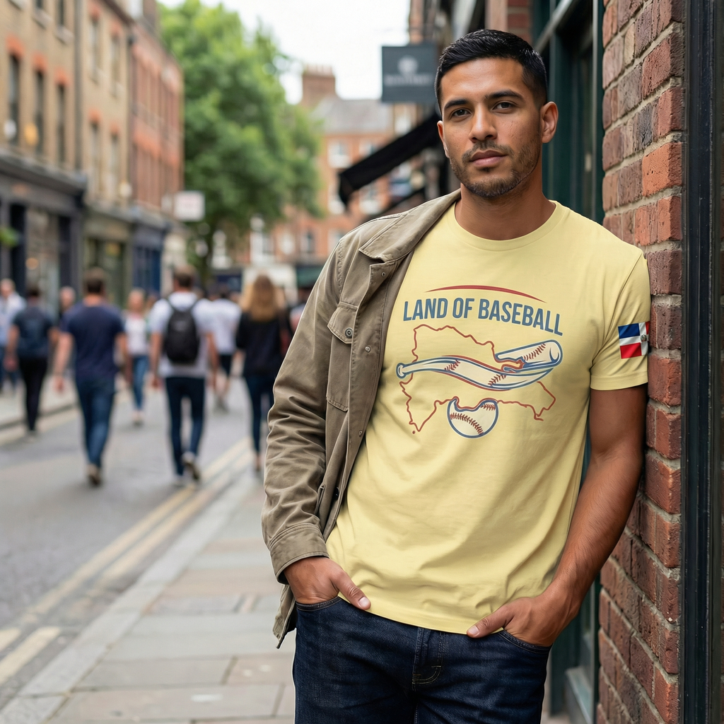 Land of Baseball T-Shirt | Dominican Map –Red & Blue