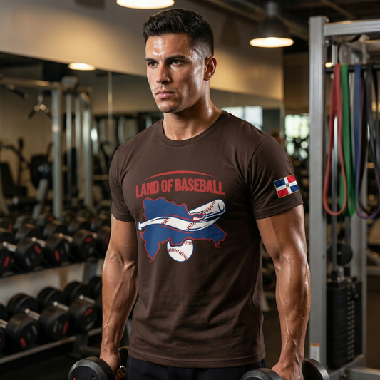 Land of Baseball T-Shirt | Dominican Map – Filled in Blue & Red