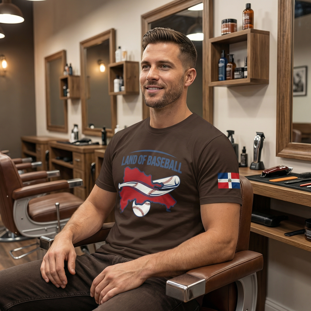 Land of Baseball T-Shirt | Dominican Map – Filled in Red & Blue