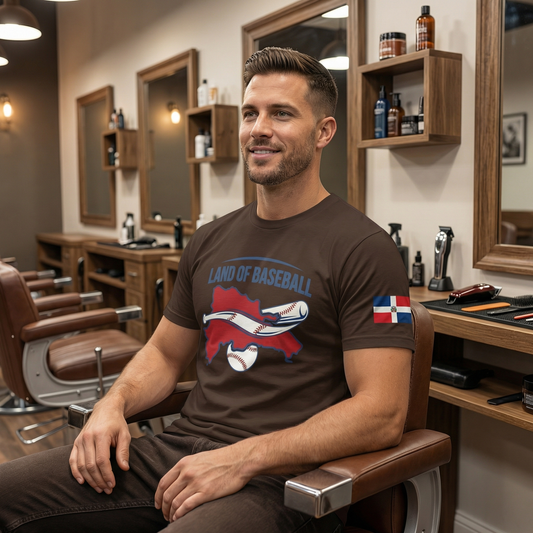 Land of Baseball T-Shirt | Dominican Map – Filled in Red & Blue