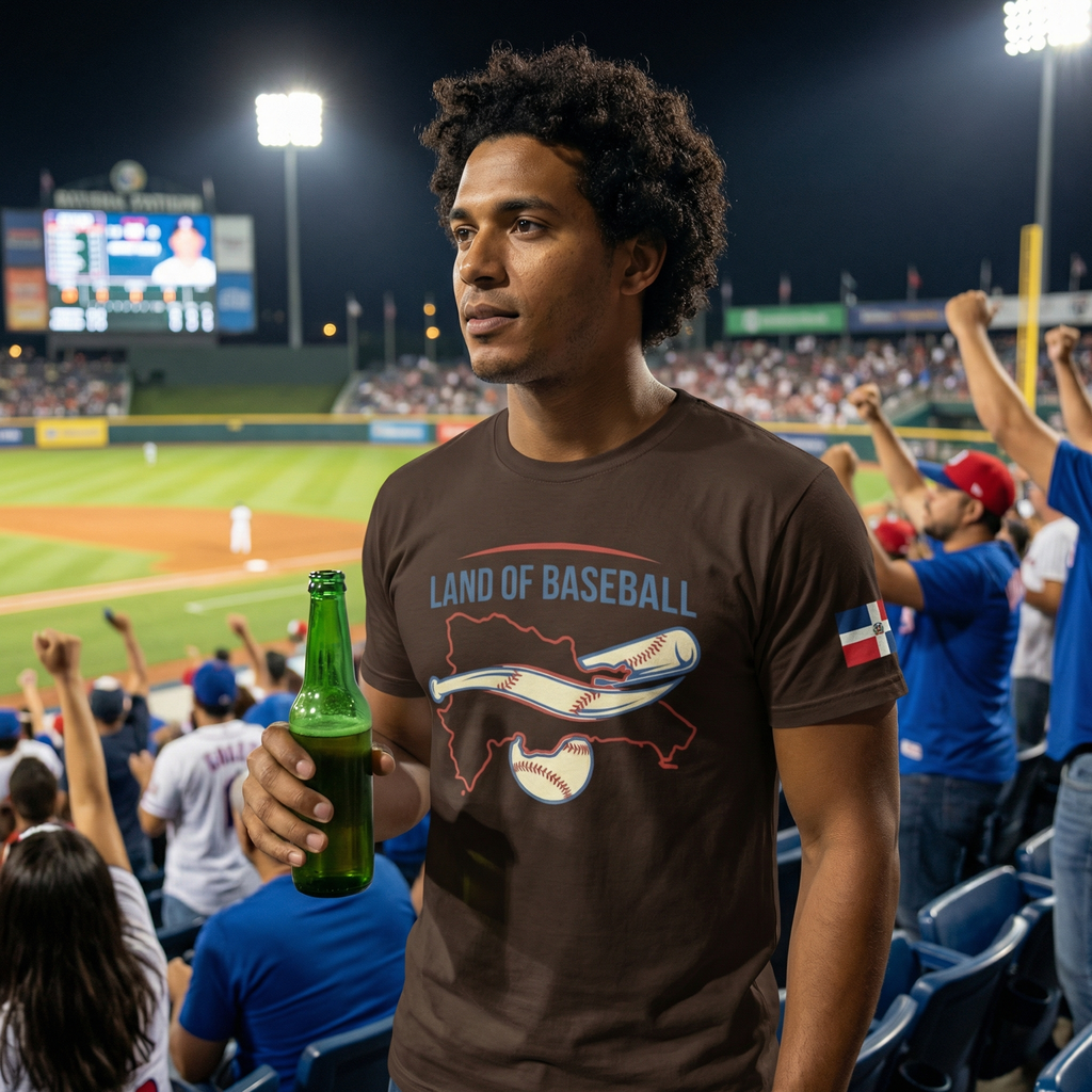 Land of Baseball T-Shirt | Dominican Map –Red & Blue