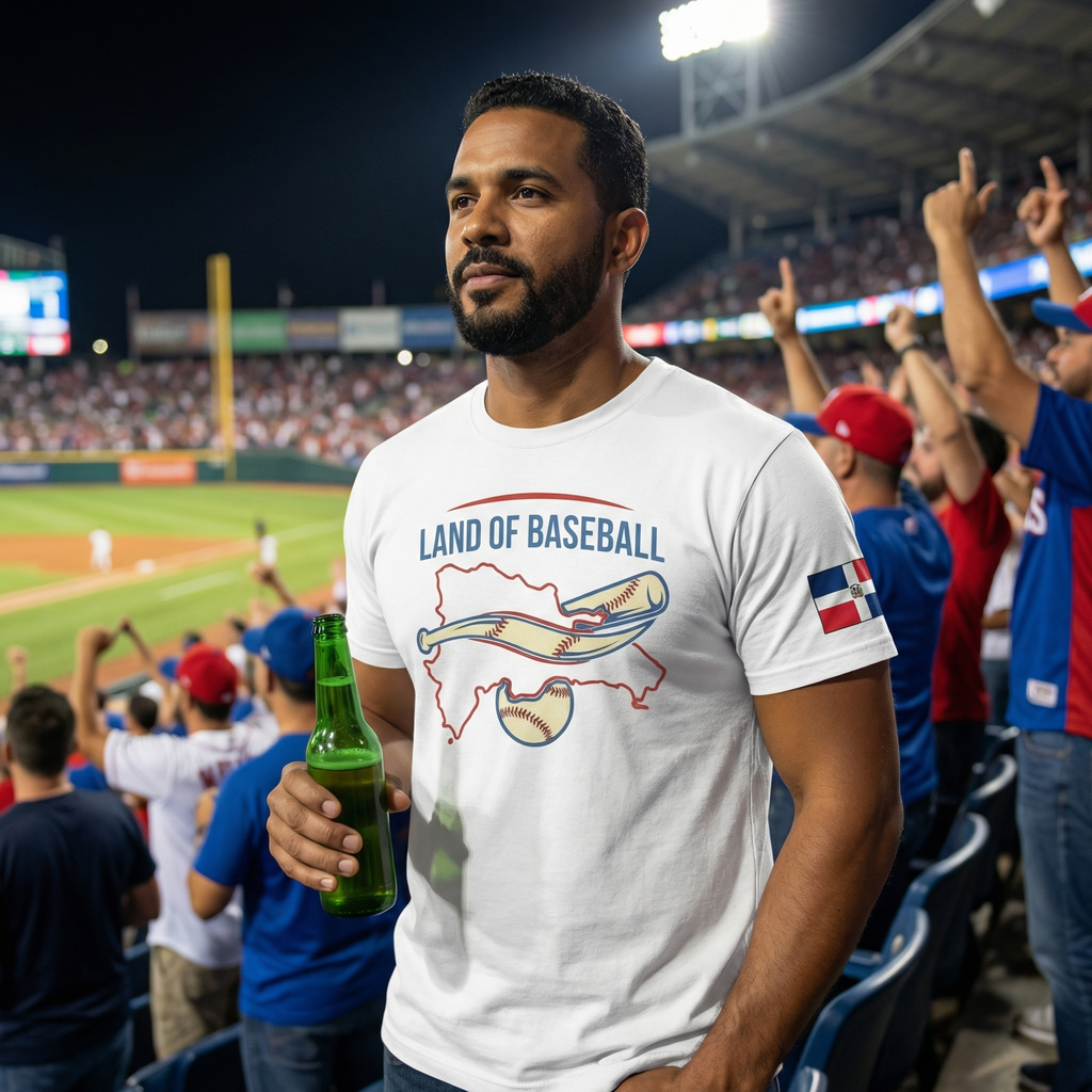 Land of Baseball T-Shirt | Dominican Map –Red & Blue