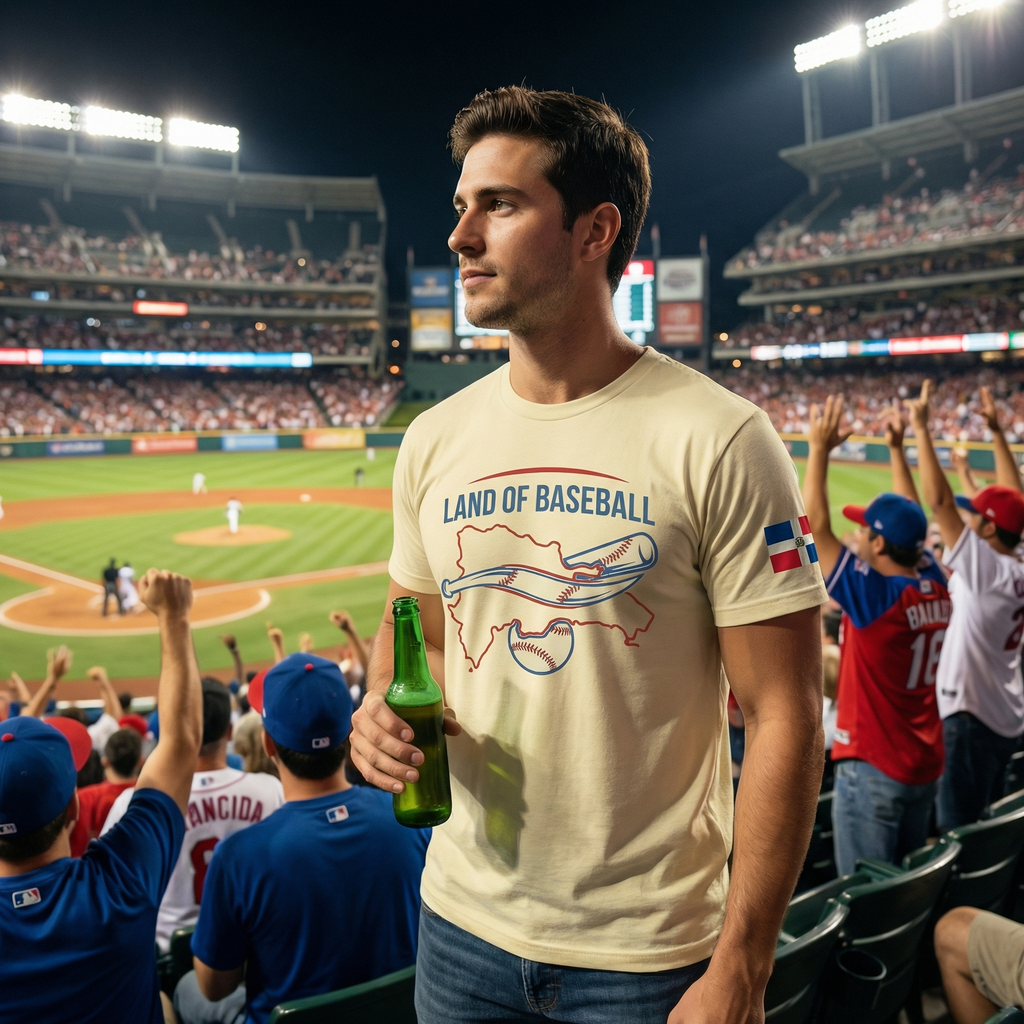 Land of Baseball T-Shirt | Dominican Map –Red & Blue