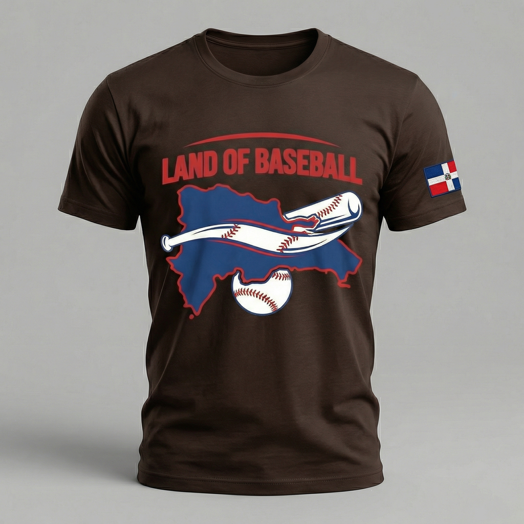 Land of Baseball T-Shirt | Dominican Map – Filled in Blue & Red