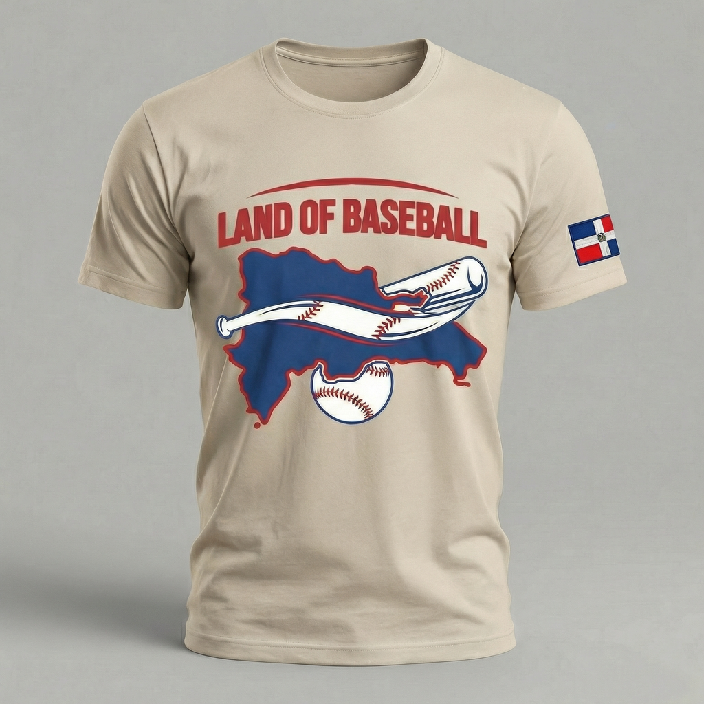 Land of Baseball T-Shirt | Dominican Map – Filled in Blue & Red
