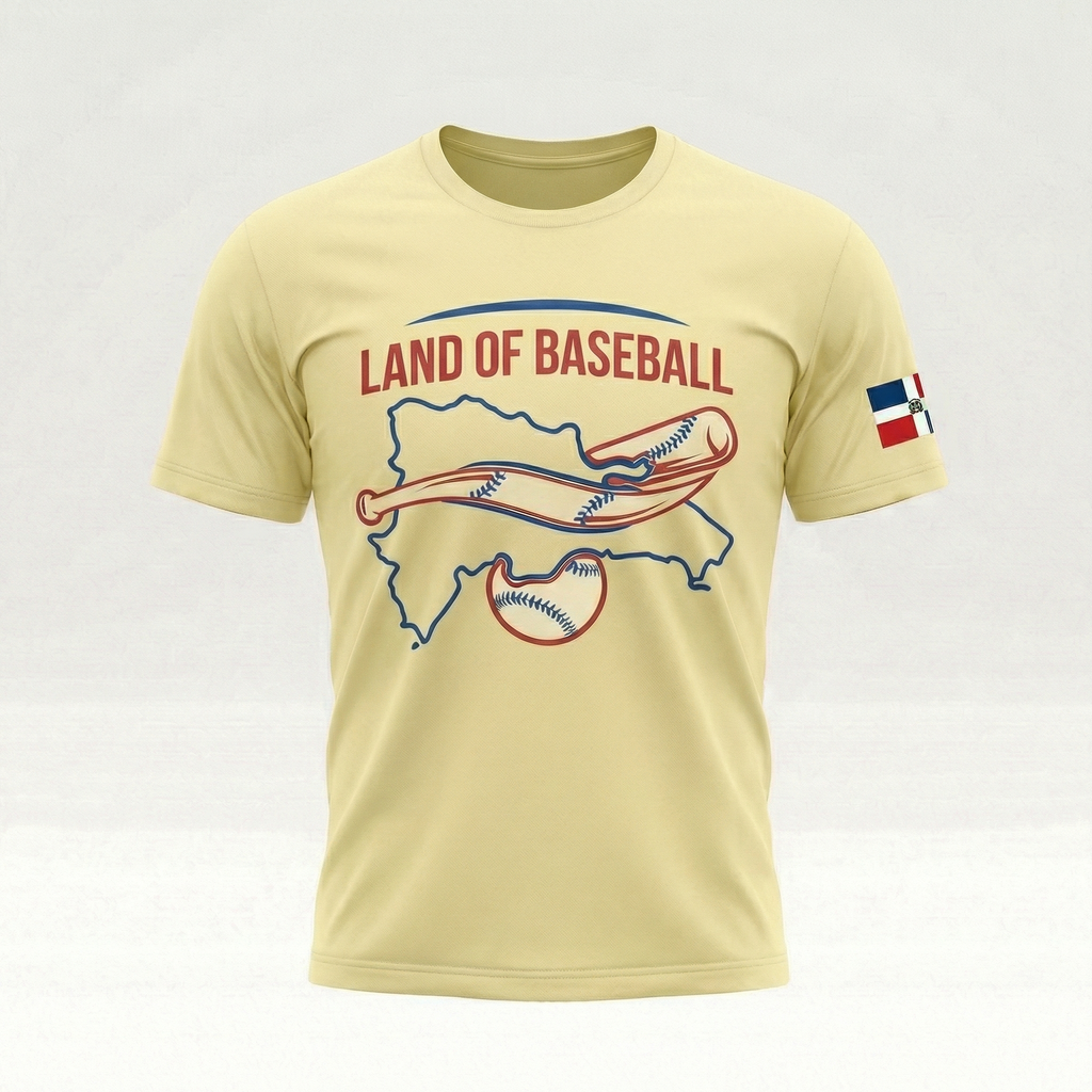 Land of Baseball T-Shirt | Dominican Map – Blue & Red