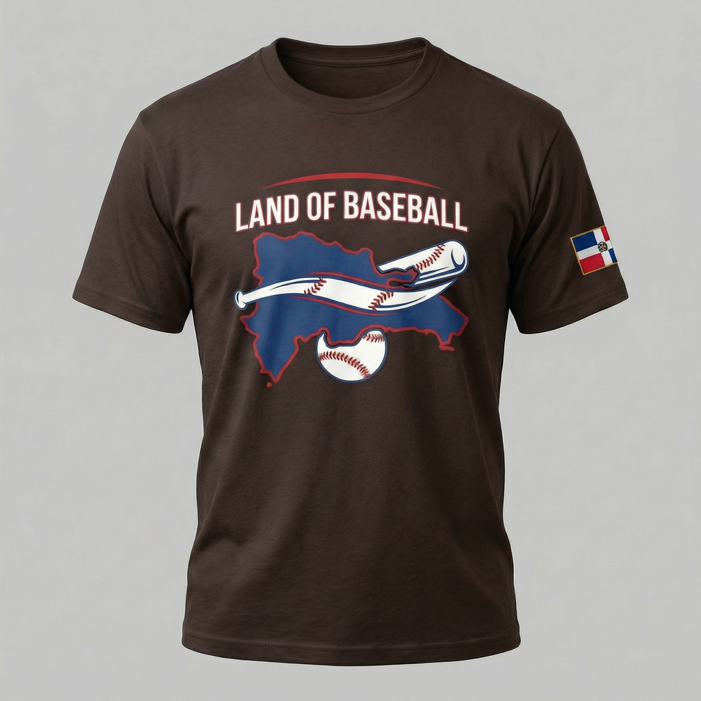 Land of Baseball T-Shirt | Dominican Map –Filled in  Blue & White