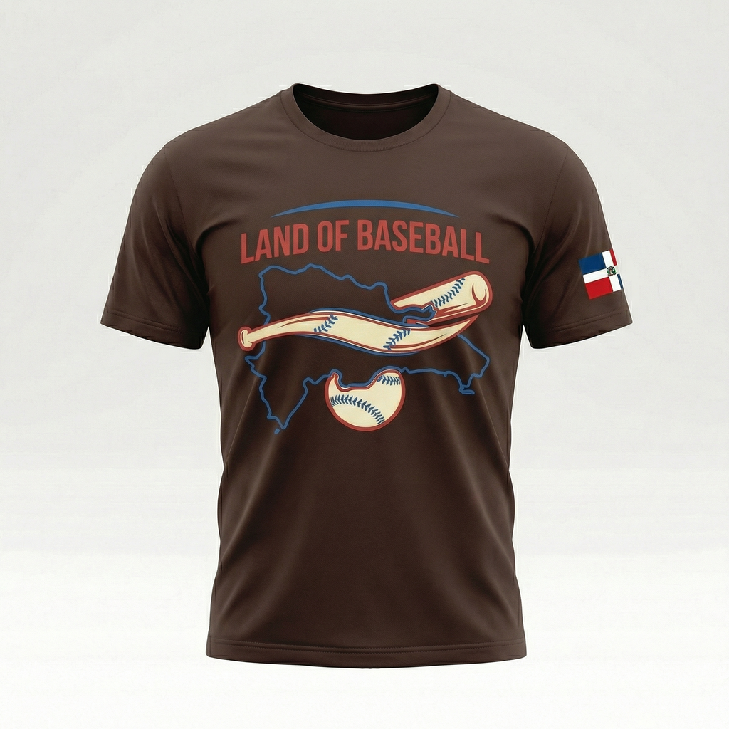 Land of Baseball T-Shirt | Dominican Map – Blue & Red