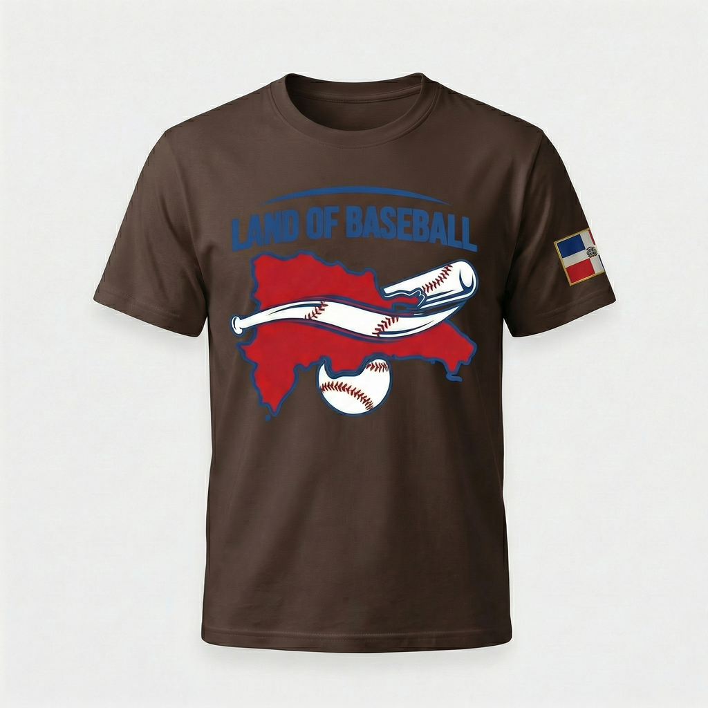 Land of Baseball T-Shirt | Dominican Map – Filled in Red & Blue