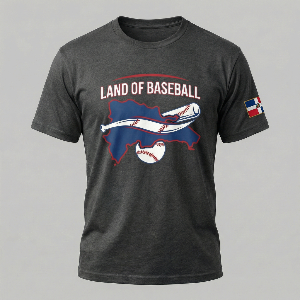 Land of Baseball T-Shirt | Dominican Map –Filled in  Blue & White