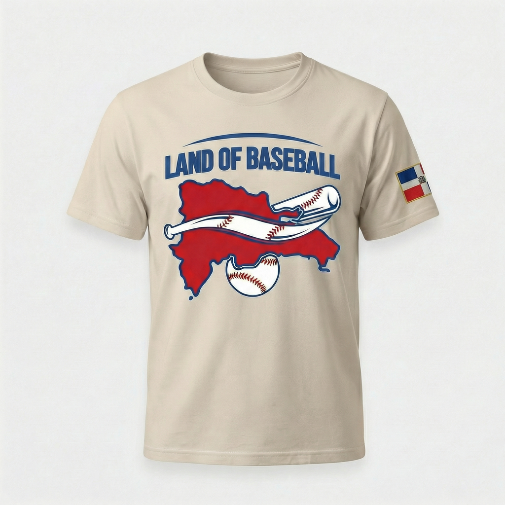 Land of Baseball T-Shirt | Dominican Map – Filled in Red & Blue